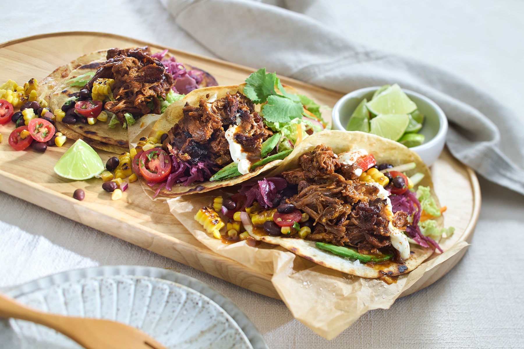 Linley Valley Pork chipotle pulled pork tacos