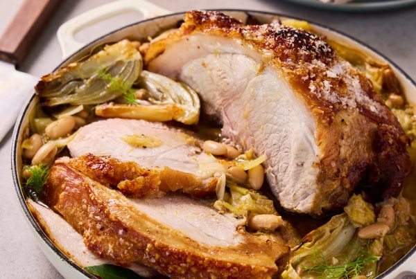 Slow Roast Pork Shoulder with Leeks and Cannellini Beans