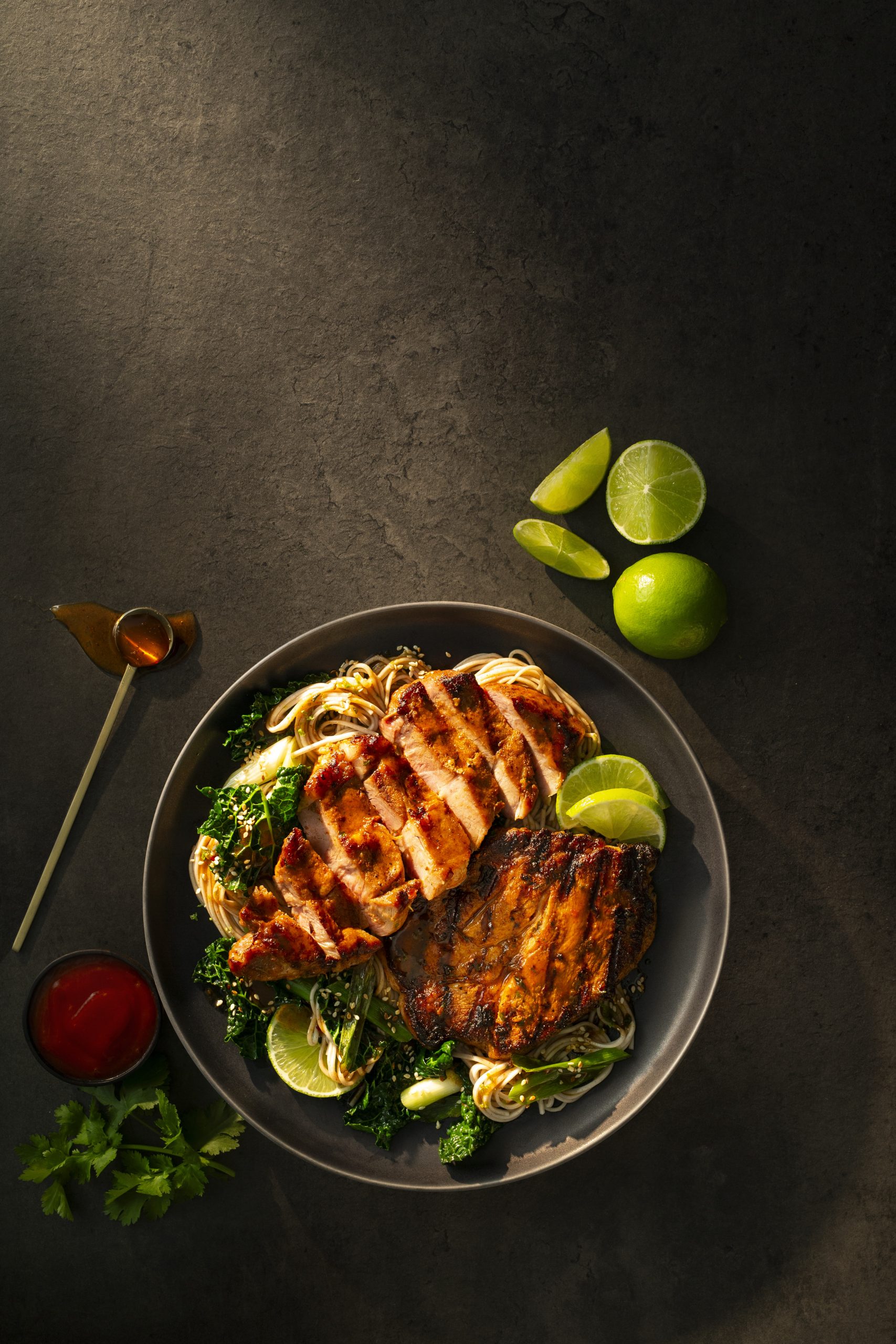 Pork and Noodle Salad with Honey Siracha and Lime Dressing