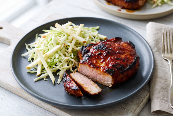 Sticky Pork Scotch with Crisp Apple Slaw recipe